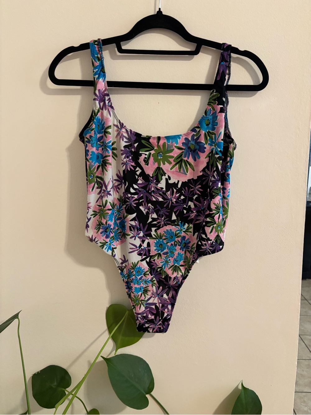 Floral One-Piece Swimsuit in Blue, Pink & Green